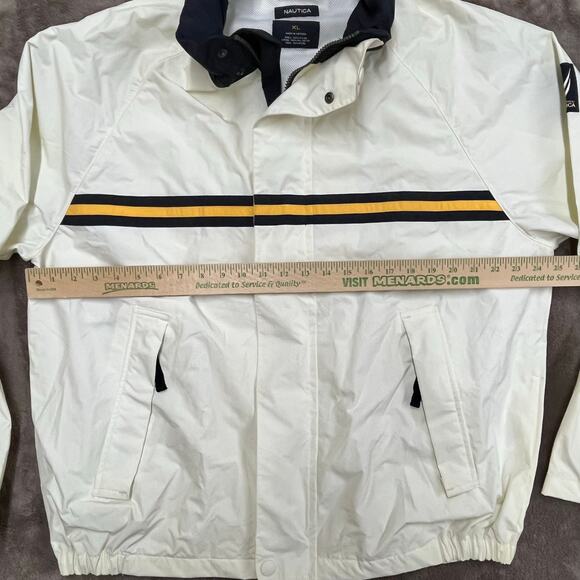 Vintage 90s Nautica Mens XL Sailing Windbreaker Raincoat NS-83 Hooded White - Picture 8 of 15